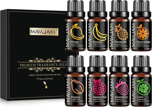 Top 8 Fragrance Oil Set, 10ml/0.33fl.oz Fruits Fragrance Oils Essential Oils for Diffusers for Home, Soap Candle Making Scents...