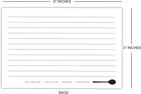 Black and White Recipe Cards 4x6 Double Sided - Set of 50 Premium Cards, Maximum Writing Space - Great for bridal shower....