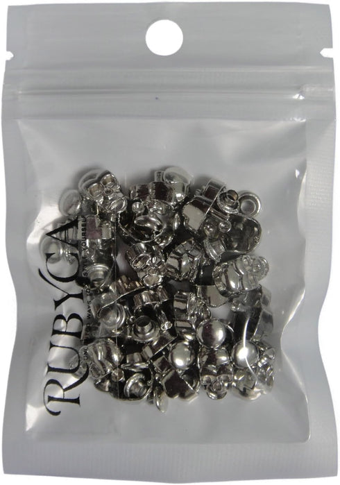 RUBYCA Skull Head Rapid Rivets and Studs, Metal Double Cap Compression Rivets, Speedy Rivets for Fabric Leather Craft Crafting, Silver Color (100 ...