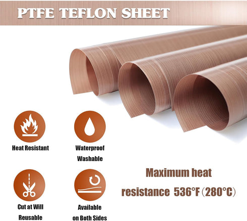 3 Pack Teflon Sheet 12 x 16" and 3 Rolls 10mm X 33m Blue Heat Tape for Sublimation,Heat Transfer Tape,Heat Resistant Tape,Thermal Tape for Heat Pr...