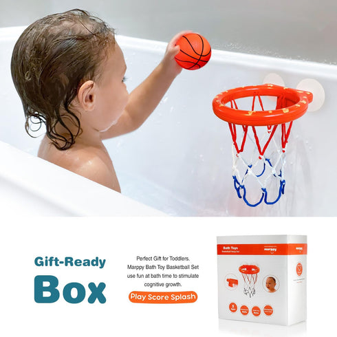 Bath Toys - Bathtub Basketball Hoop for Toddlers and Kids - Bathtub and Shower Toys with 4 Soft Balls, Mold Free and Strong Suction Cup, Fun Bath ...