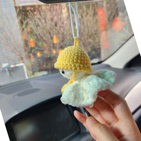 Crochet Octopus Rear View Mirror Hanging Accessories Hand Knitted Crochet Octopus Car Hanging Ornament Pendant Interior Rearview Mirror Decoration...