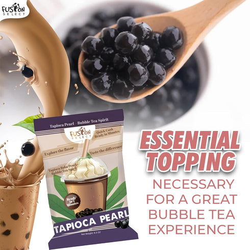 Fusion Select Tapioca Pearl - Brown Sugar Flavor Quick Cook Tapioca, DIY Boba for Boba Tea Ready in 5 Minutes, Boba pearls, Bubble Tea Pearl s, Mi...