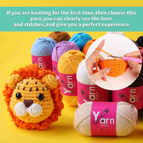 Crochet Yarn with Cotton Yarn for Crocheting - Crochet Knitting Yarn for Beginners with Easy-to-See Stitches - Yarn for Crocheting - Parfait Chunk...