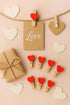 LWR CRAFTS Red Heart Wooden Mini Clothespins 20 Pieces and Jute Cord 8ft...