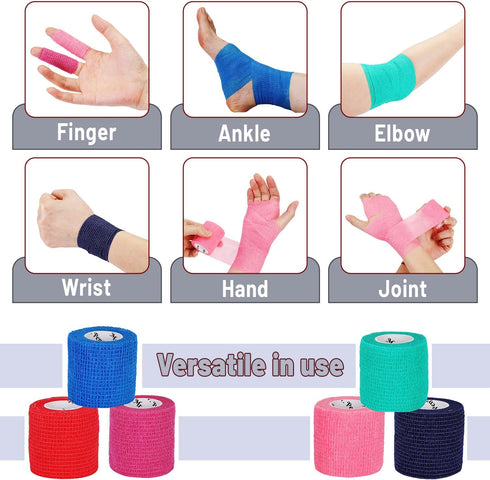 Mr. Pen- Self Adhesive Bandage Wrap, 6 Pack, Colorful, 2“ x 5 Yards, Adhesive Bandages, Cohesive Bandage, Medical Wrap, Elastic Bandage Wrap, Band...