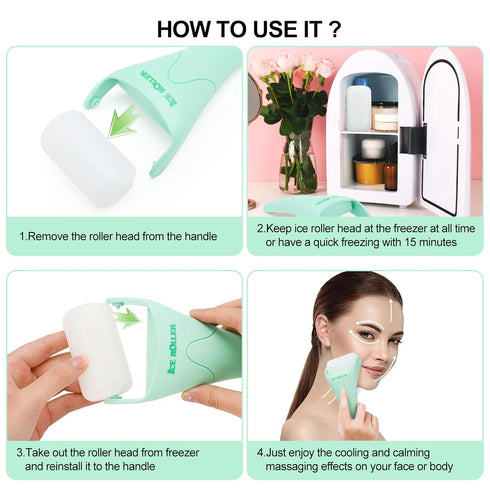 Ice Roller for Face and Body Massage, Facial Roller Skin Care Tool for Reduce Wrinkles and Puffiness, Migraine Pain Relief and Skin Tighten, Cold ...