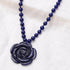 Shop LC Carved Rose Blue Lapis Lazuli Beaded Necklace for Women 925 Sterling Silver Rhodium Plated Gifts for Women Size 18" Birthday Gifts...