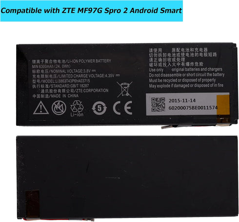 Li3863T43P6HA03715 Replacement Battery Compatible with ZTE MF97G Spro 2 Android Smart Projector with Toolkit...