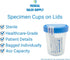 Sterile Specimen Cups with Lids: 4oz Transparent Urine Collection Cup with Leak-Resistant Screw-On Lids - 3-inch Sample Jars - Designed for Secure...