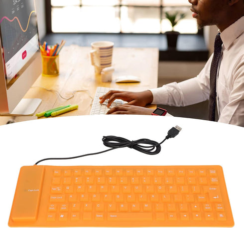 Foldable Silicone Keyboard, USB Wired Waterproof Rollup Keyboard, Folding Flexible Keyboard Slim Soft Silent Typing 85 Keys for PC Notebook Laptop...