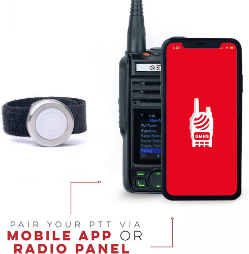 BTECH BS-PTT Wireless PTT (Push-to-Talk) Device - Compatible with GMRS-PRO Radios and HFP Bluetooth Headsets for Effortless Wireless Communication...