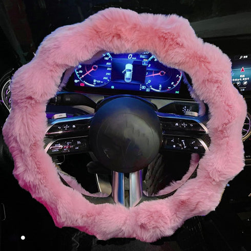 Luxury Fluffy Winter Car Steering Wheel Cover for Women, YUNXNYC Fuzzy Cute Steering Wheel Cover Soft Warm Furry Auto Plush Fur Vehicle Steering W...
