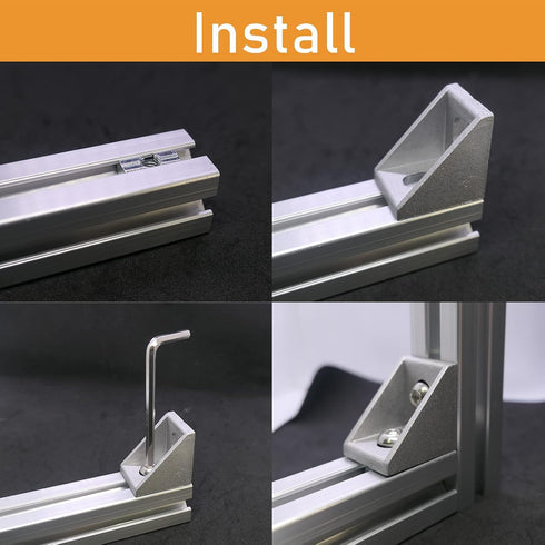 12Sets 1010 Series Aluminum Extrusion Profile Connector,12pcs 1010 Corner Bracket,with 24pcs Sliding T Nuts and Screws for 1" x 1" Extruded Alumin...