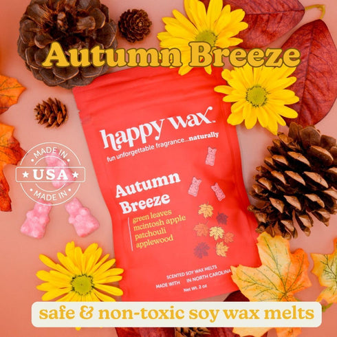Happy Wax Fall Mix Premium Scented Natural, Non Toxic Soy Wax Melts – 6 Total Oz. of Scented Wax Melts. Includes: Fall Woods, Autumn Breeze, and P...