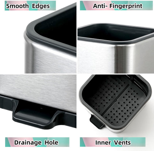 Kitchen Utensil Holder Kids Utensil Holder For Countertop Organizer Stainless Steel Kitchen Storage Baby Utensil Silverware Organizer Caddy Small ...