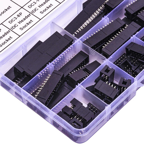 2.54mm IDC Box Header Kit, Dual Row Straight Box Header Connector IDC Sockets? 6/8/10/14/16/20/26/30/34/40Pin Straight Pin Connector IDC Box Heade...