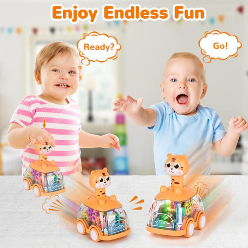 Baby Toy Cars Press and Go Car for Toddler, Light Up Toys Birthday Gifts for Kids Boys Girls, Tiger 2PCS...