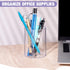 Stylish Clear Acrylic Desk Organizer Pen and Pencil Holders Set of 3, Round Makeup Brush Storage Perfect for Home, School and Office Supplies...
