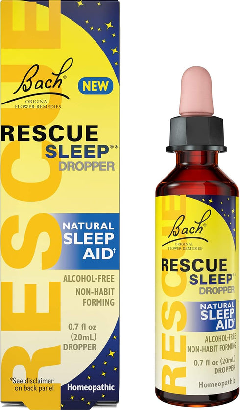 Bach RESCUE SLEEP Dropper 20mL, Natural Sleep Aid, Homeopathic Flower Essence, Free of Melatonin, Sugar, & Gluten, Family-Friendly, Non-alcohol Fo...