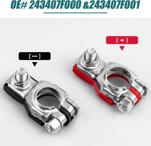 Battery Terminal Connector, Top Post Battery Terminals, Positive and Negative 1 Pair, Good Contact, Corrosion Resistance, Universal Car Accessorie...