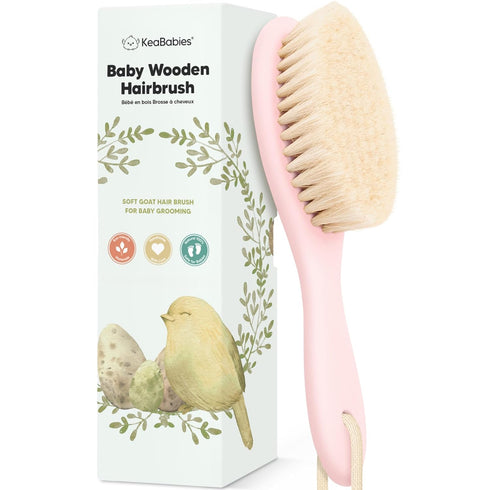 Baby Hair Brush - Baby Brush with Soft Goat Bristles, Cradle Cap Brush, Perfect Scalp Grooming Product for Infant, Toddler, Kids, Newborns, Baby G...