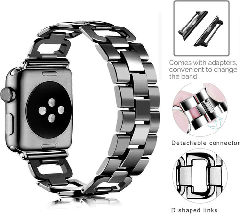 OULUCCI Compatible Apple Watch Bands For Women 2024-Series 10 42mm 41mm 40mm 38mm iwatch Series 9 8 7 6 SE 5 4 3 2 1 D-Shape Stainless Steel iWatc...