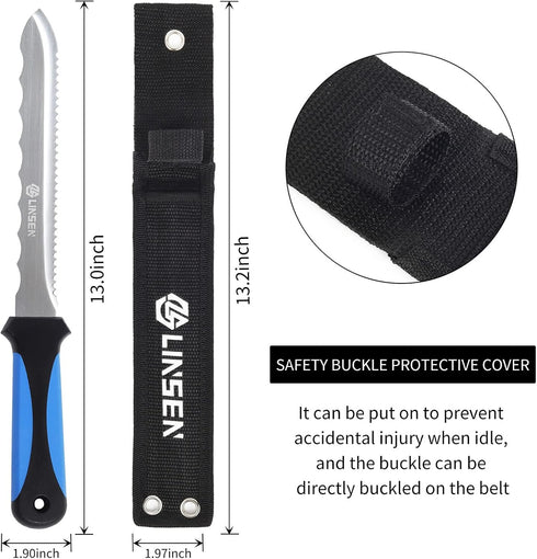 Stainless Steel Garden Knife with 7.8" Blade, Double Side Utility Sod Cutter Lawn Repair Garden Knife with Nylon Sheath (blue)...