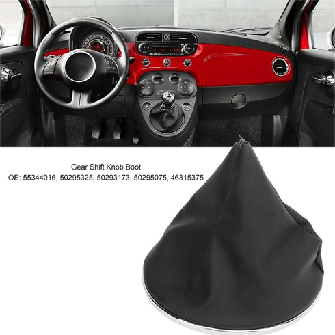 Qiilu Car Gear Shift Knob Boot Gearstick Gaiter Kit Gear Shift Knob Boot 50293173 Comfortable Touch Soft Dust Cover Replacement for 500C 2007 to 2...