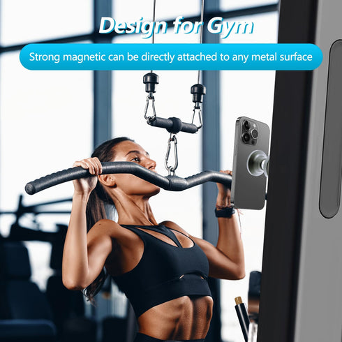 Dual Magnetic Phone Holder for Gym, Gym Magnet Phone Mount&Holder for Videos & Photos, Attaches to Any Metal Surface- Designed for All Phones, Sil...