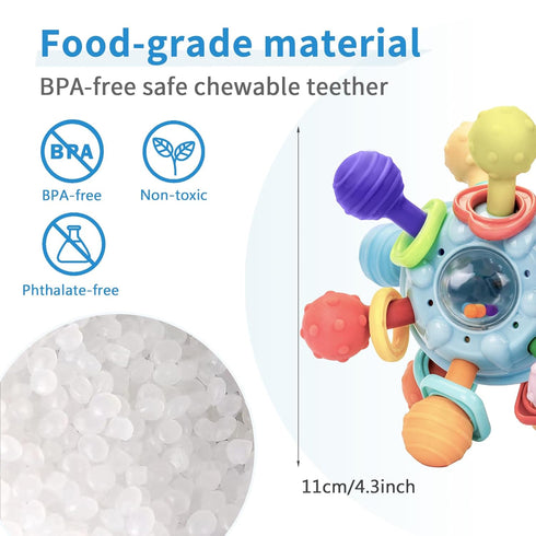 Accevo Baby Teething Toys Silicone Baby Teether Toys for 6-12 Months Chew Toys for Sucking Needs, Baby Teether for Soothing Sore Gum Montessori To...
