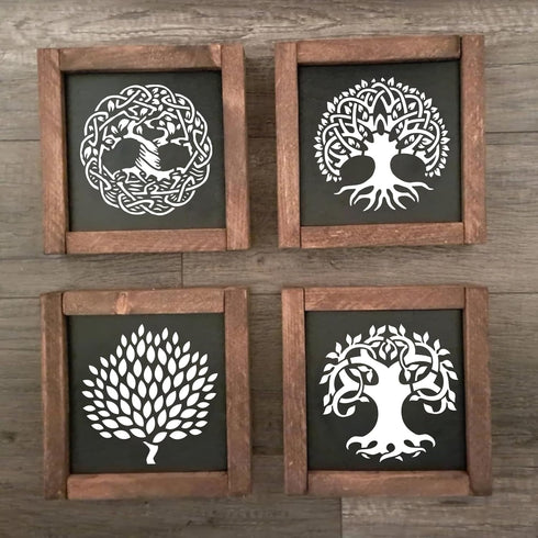 20 Pieces Reusable Tree Stencils 4 Inch Round Tree of Life Stencil for Painting on Wood Plastic Drawing Natural Tree Template Stencils for Coaster...