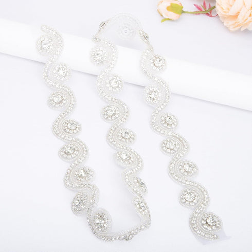 ShiDianYi Rhinestone Bridal Sash, Wedding Dress Belt, Silver Rhinestone Belts for Dresses, Bridal Belt for Wedding Gown...