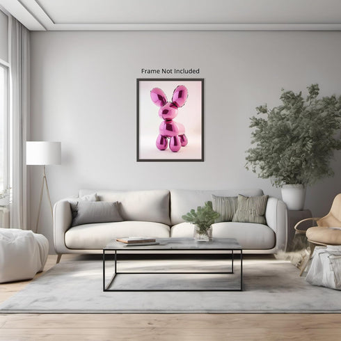 Posterizer 1 pcs-shiny metallic balloon animal-dog-pink cute art 1-Kids Room Art-Art for Animal Lovers-Decor for nursery toddlers kids room- unfra...