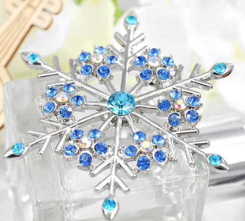 Gyn&Joy Women's Aqua Blue Austrian Crystal Snowflake Brooch Pin Holiday Winter Silver-Tone BZ188...