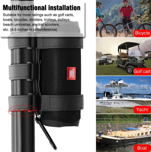 Portable Speaker Mount for Golf Cart Railing Bike or Boat -Waterproof Outdoor Adjustable Strap for Most Bluetooth Wireless Speakers Attachment Acc...