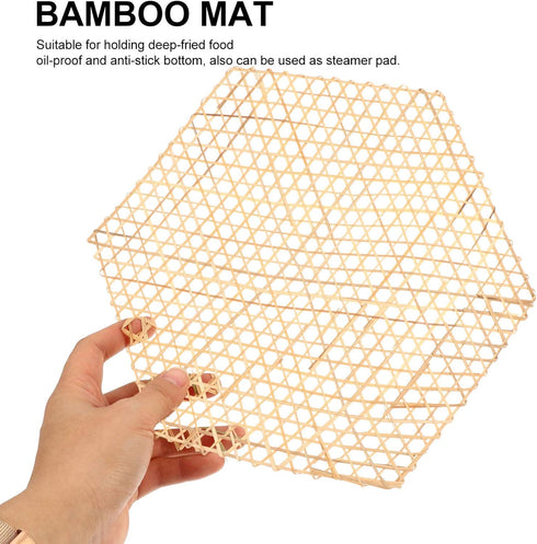 Hemoton Bamboo Mesh Pad Round Woven Placemats Table Mat Heat Insulation Dish Mat...