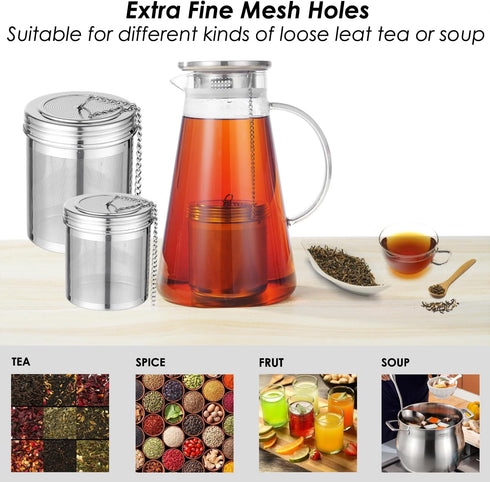 2 Pack Tea Infuser,Extra Fine Mesh Holes Tea Ball Strainers with Threaded Connection,304 Stainless Steel Cooking Filters,Easier to Brew Loose Leaf...