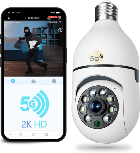 OJR 2K HD Light Bulb Security Camera, 5G/2.4G WiFi PTZ Camera Wireless Outdoor, Motion Detection and Alarm, Full Color Night Vision, Two-Way Audio...