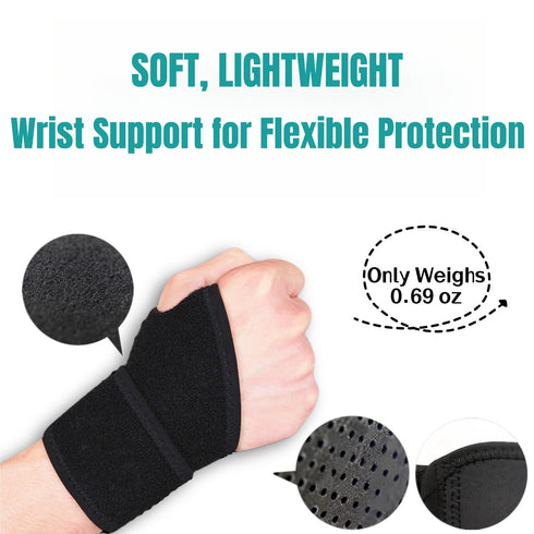 2 Pack Wrist Braces - Wrist Wraps for Carpal Tunnel, Arthritis, and Tendinitis Pain Relief - Fits Both Right and Left Hands - Compression and Supp...