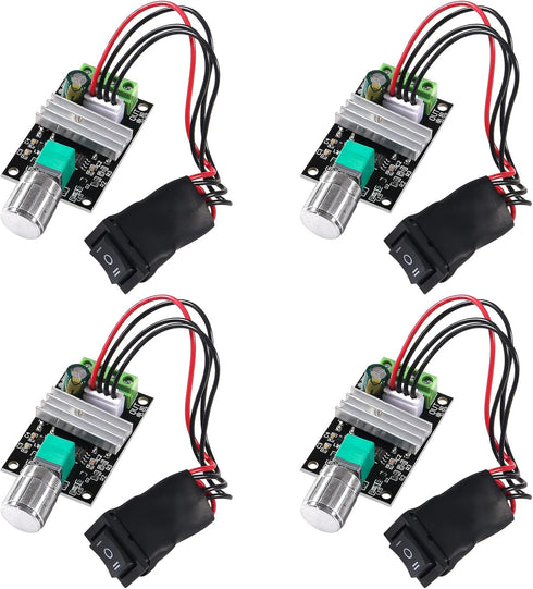 4PCS DC PWM Motor Speed Controller, Adjustable 6V 12V 24V 28V 3A 80W DC Motor Speed Controller Adjustable Reversible Switch...