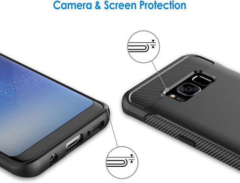 JETech Slim Fit Case for Samsung Galaxy S8, Thin Phone Cover with Shock-Absorption and Carbon Fiber Design (Black)...