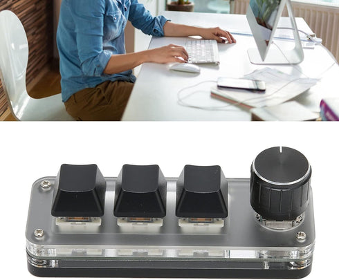 SUNGOOYUE USB 3 Key Keypad, Multifunctional Shortcut RGB Backlight Mini Mechanical Keyboard with Knob for DIY Programming Gaming...