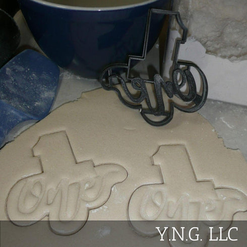NUMBER ONE 1 WITH WORD BIRTHDAY ANNIVERSARY PARTY AGE DETAILED COOKIE CUTTER MADE IN USA PR2402...
