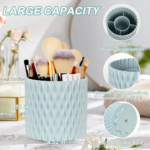 WAFJAMF Makeup Brush Holder 360 Rotating Cosmetics Holders Storage Cup for Vanity Desktop Bathroom Countertop 5 Slot Makeup Brushes Container - Cl...