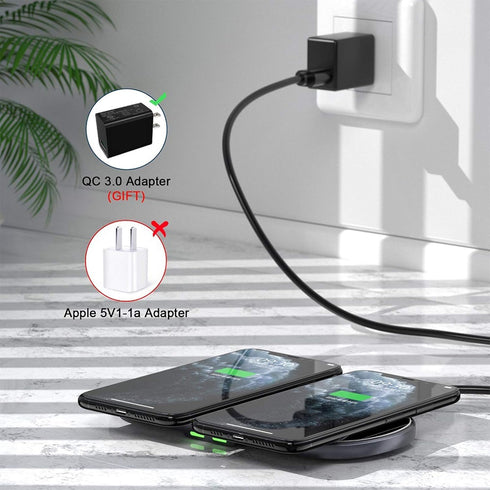 Dual Wireless Charging Mat Fast Wireless Charger iPhone Wireless Charging Pad Station Metal Qi 5 Coils 10W Large Multiple Devices Compatible with ...