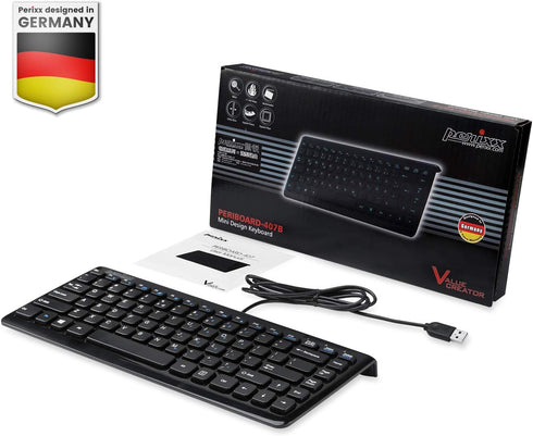 Perixx PERIBOARD-407B ES Mini Teclado USB - Teclas Tipo Chiclet - Negro Brillante - Español……...