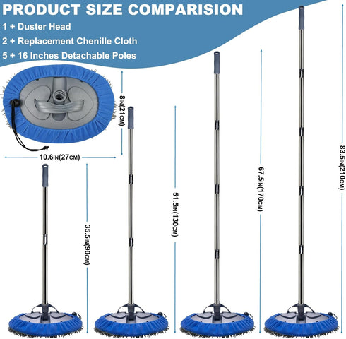 Wall Cleaner, Longest 83'' Wall Mop with Detachable Pole, Ceiling Dust Mop with Extension Pole, Baseboard Glass Duster Washer Scrubber, High Reach...