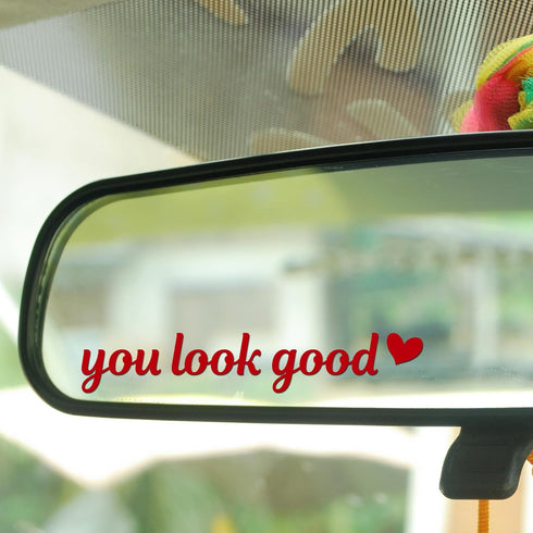 3X Hello Beautiful Car Rearview Mirror Decals Stickers, Vanity Mirror Stickers Car Waterproof Decals Window, for Women Girls - CR17 (You Look Good...