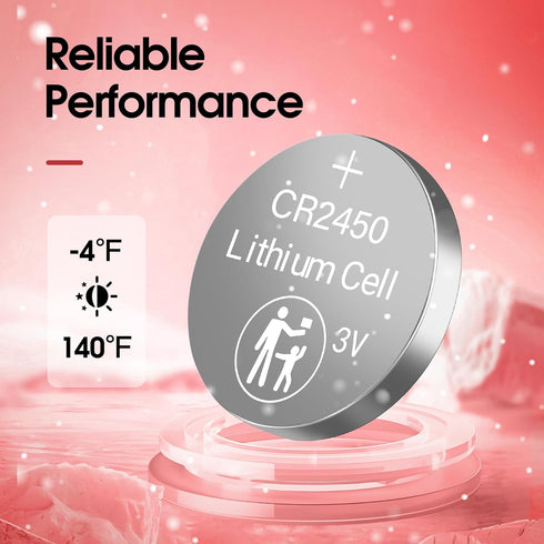 CR2450 3V Lithium Battery, 20 Pack, 3V Button Cell Battery, Lithium Coin Battery for Watches, Calculators, Car Remote, Key Fob...